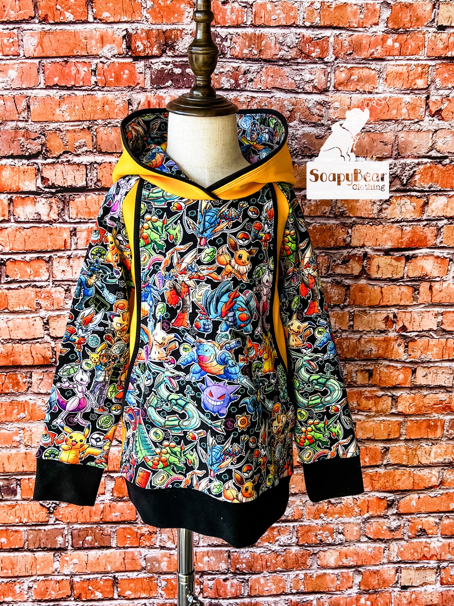 Yellow Pocket Monster Kids Hoodie