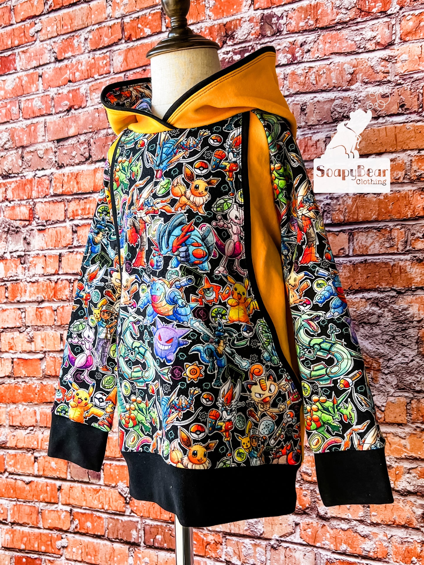 Yellow Pocket Monster Kids Hoodie